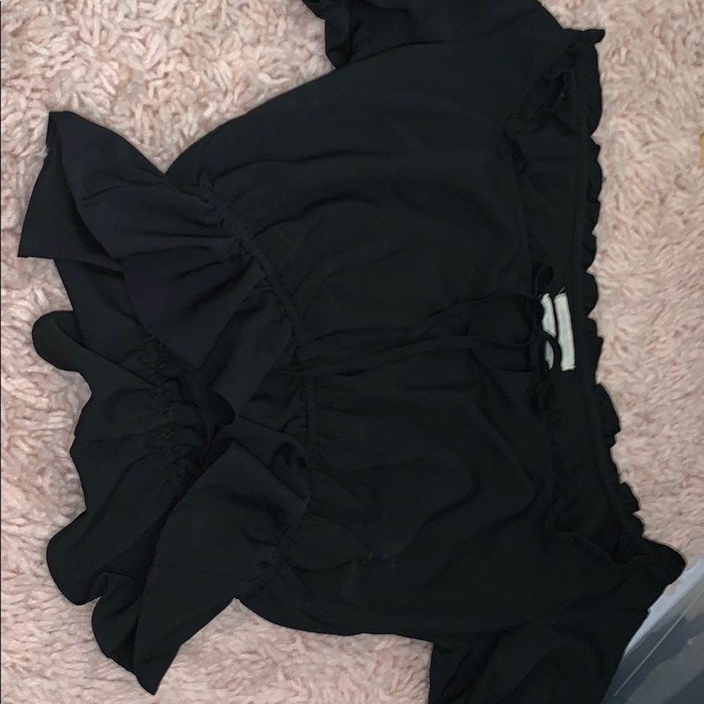 Black front tie top